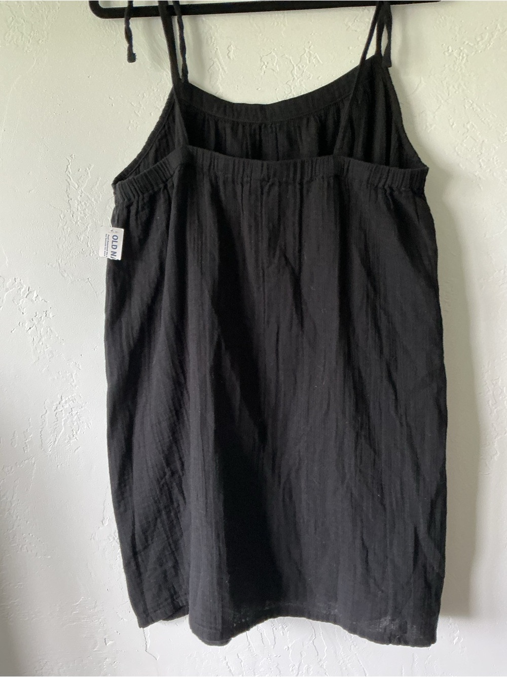 NWT Old Navy Black Cotton Gauze Tie Strap Mini Dress - Picture 6 of 7